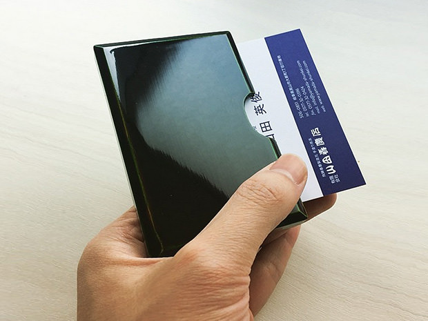 飛騨春慶塗 伝統工芸品 カード・名刺ケース 緑 2