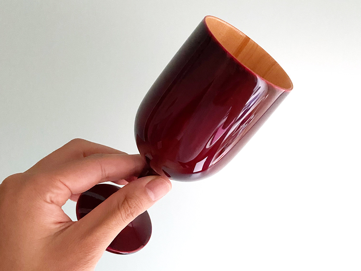 飛騨春慶塗 伝統工芸品 ワイングラス 紅 2