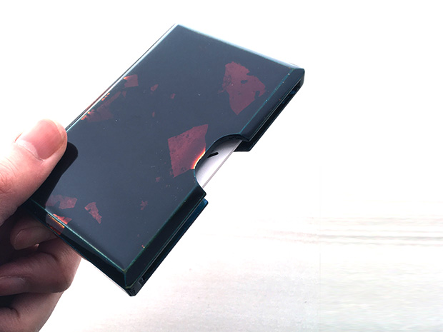 飛騨春慶塗 伝統工芸品 カード・名刺ケース 青　銀箔 2