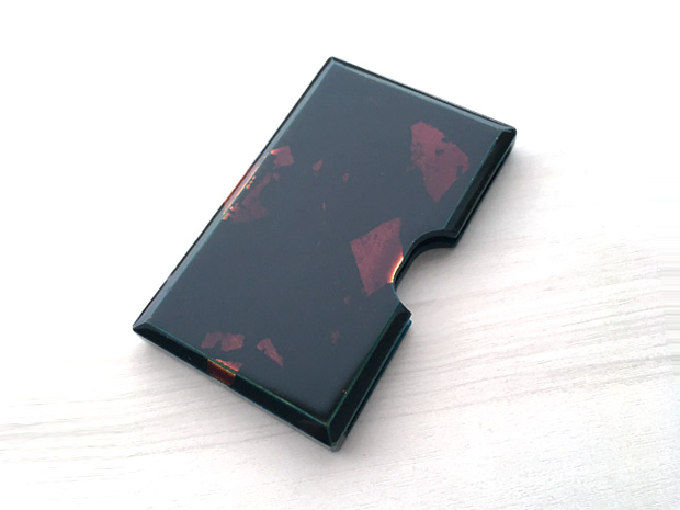 飛騨春慶塗 伝統工芸品 カード・名刺ケース 青　銀箔 1