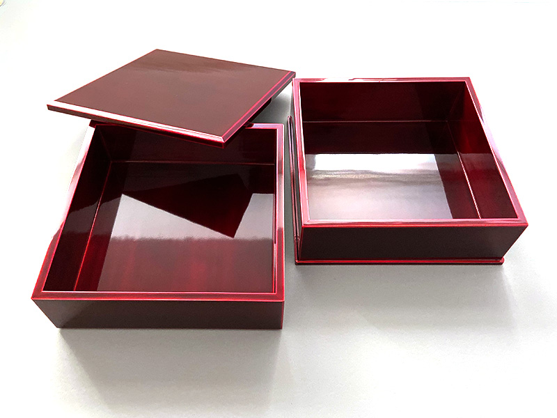 飛騨春慶塗 伝統工芸品 6寸二段重 紅（重箱） 2