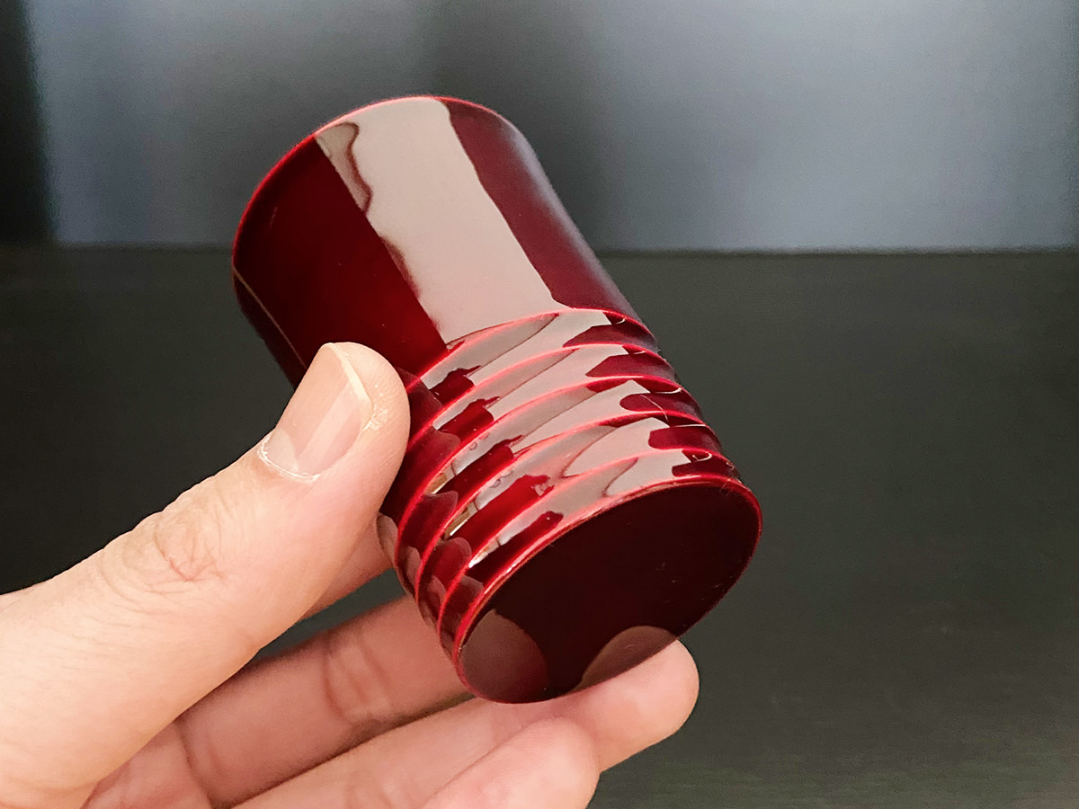 飛騨春慶塗 伝統工芸品 ショットグラスB 紅 （ライン） 3