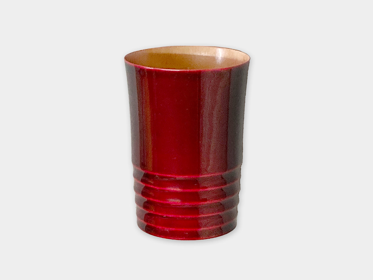 飛騨春慶塗 伝統工芸品 ショットグラスB 紅 （ライン） 1