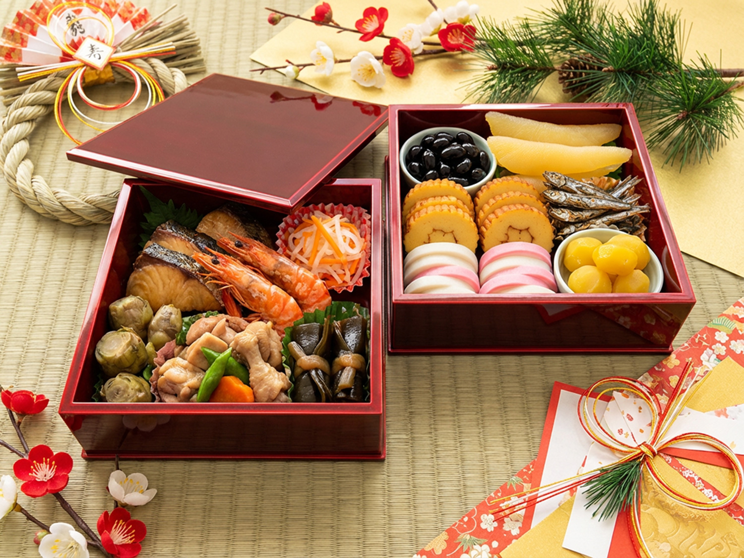 飛騨春慶塗 伝統工芸品 6寸二段重 紅（重箱） 2