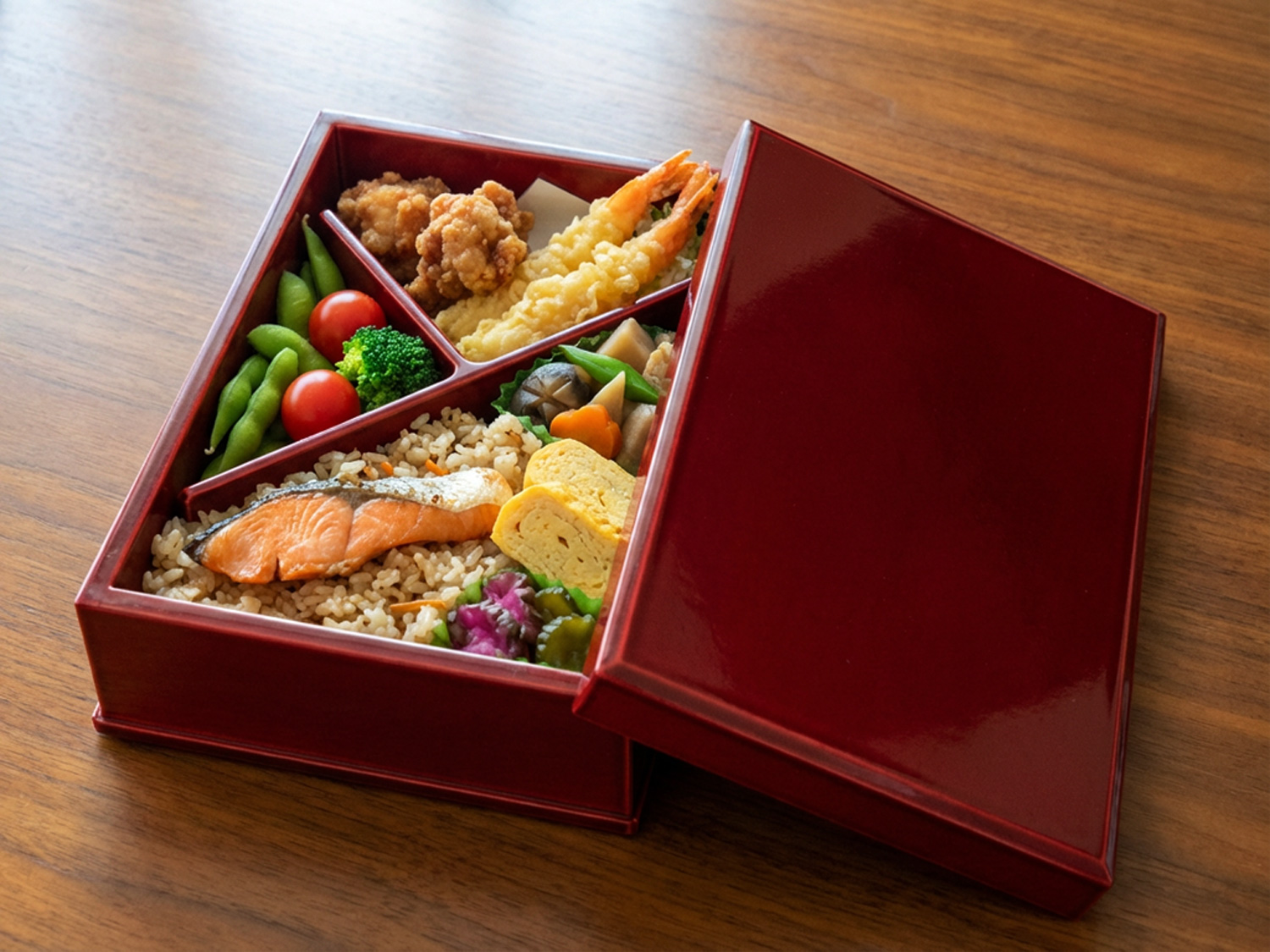 飛騨春慶塗 弁当箱 一段 紅 - 飛騨高山の伝統工芸 飛騨春慶塗製造元