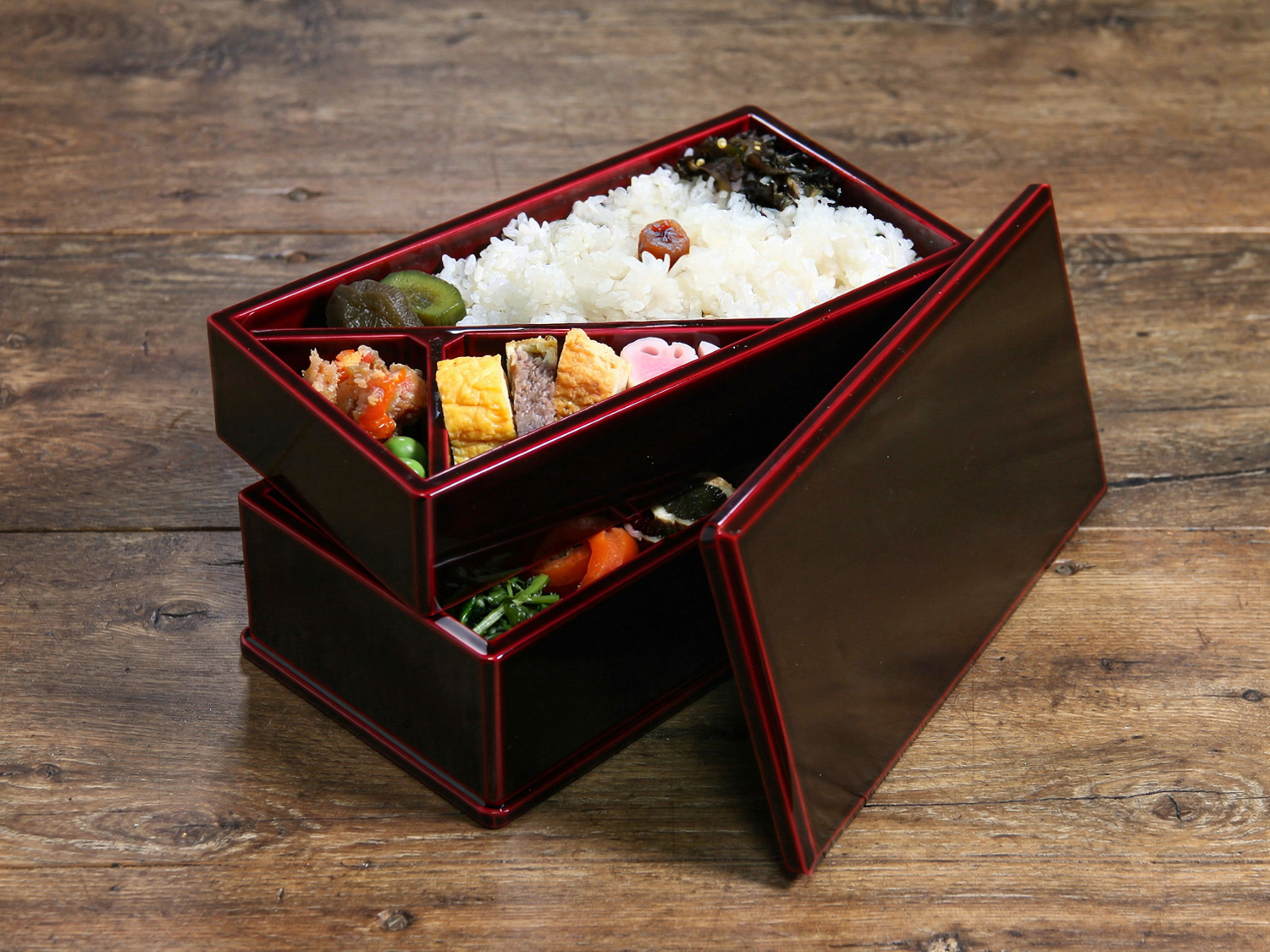 飛騨春慶塗 伝統工芸品 弁当箱 二段 紅 3